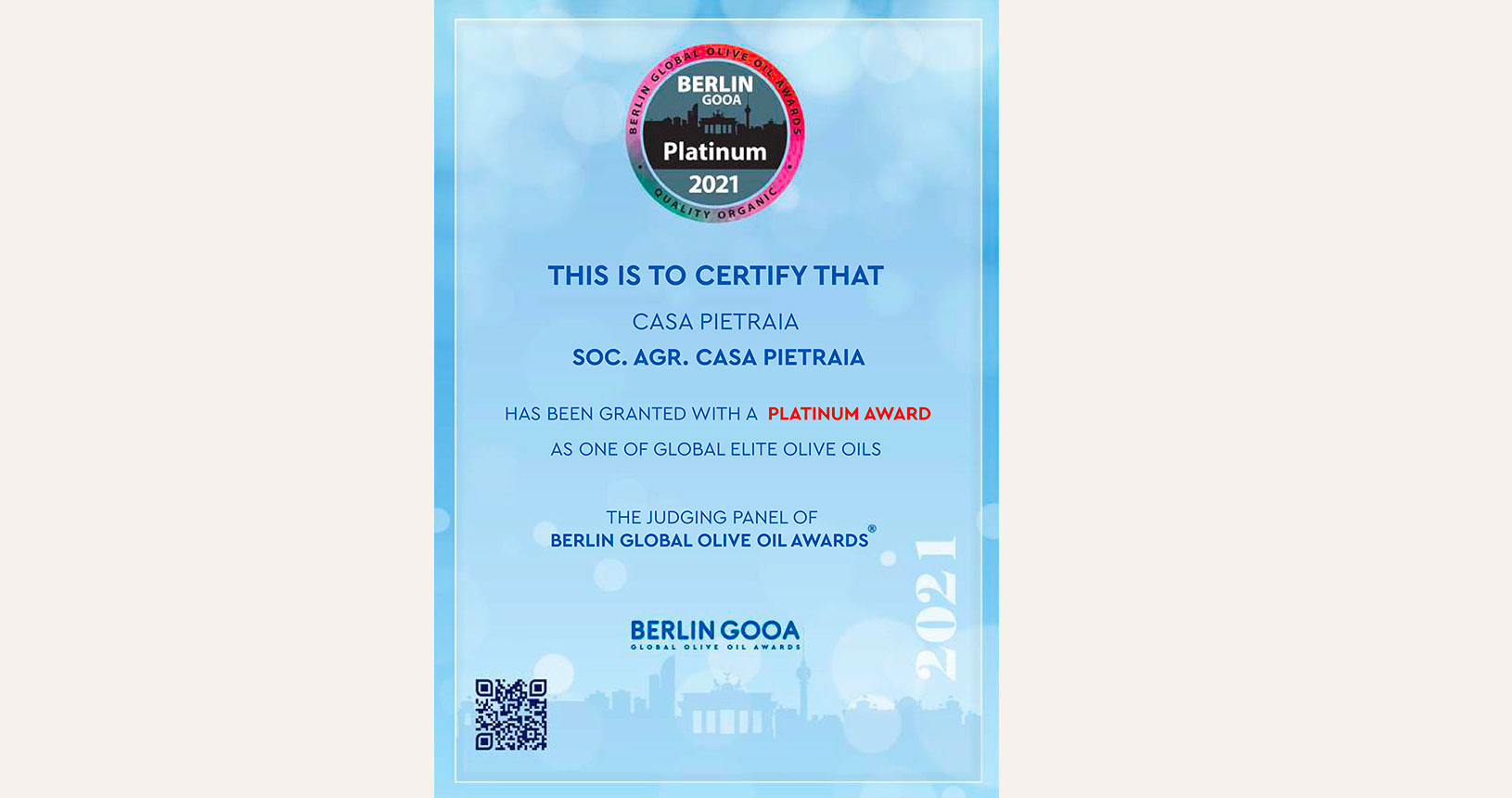 Berlin Global Olive Oil Award